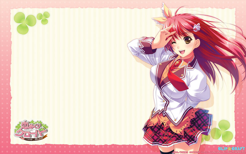 Red-haired Anime Girl — Pink, Cheerful, School Uniform