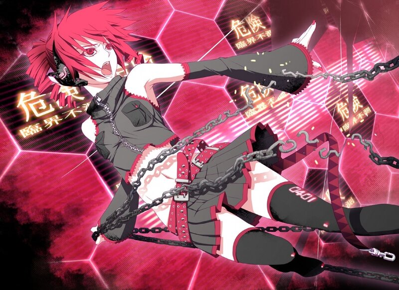 Red-haired Anime Girl — Pink, Dramatic, Intense