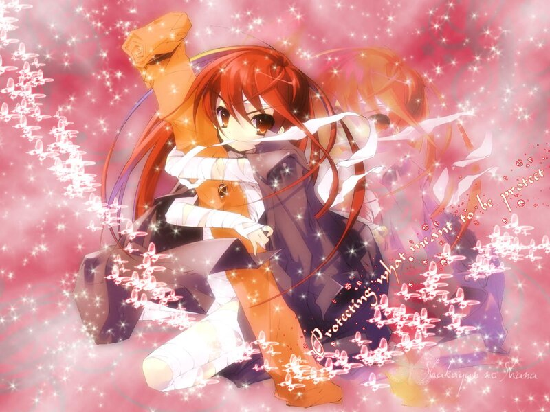 Red-haired Anime Girl — Pink, Dreamy, Butterflies