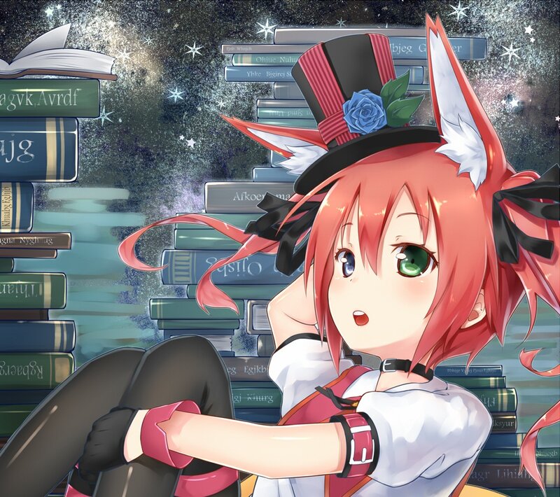 Red-haired Anime Girl — Pink, Dreamy, Night