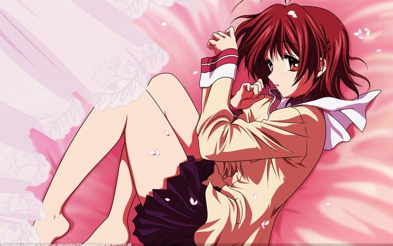 Red-haired Anime Girl — Pink, Dreamy, Spring, Cherry Blossoms