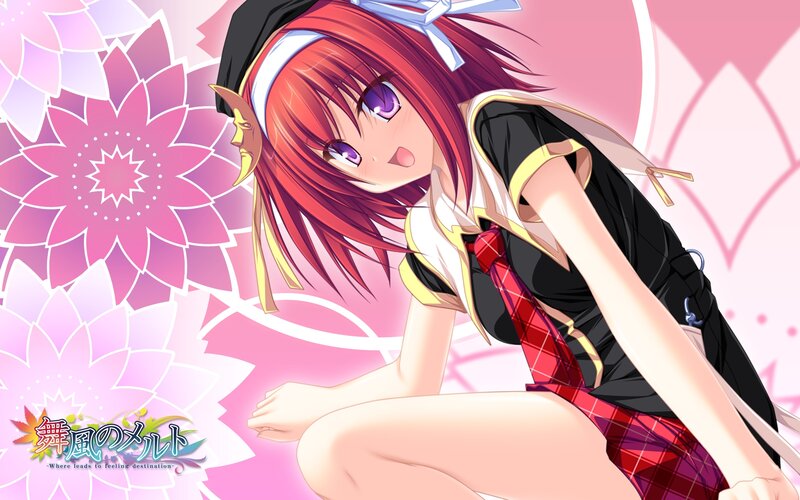 Red-haired Anime Girl — Pink, Playful, Flower Pattern