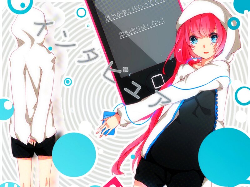 Red-haired Anime Girl — Pink, Playful, Smartphone