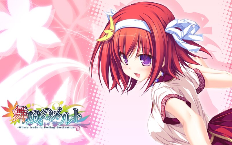 Red-haired Anime Girl — Pink, Playful, Spring, Flower