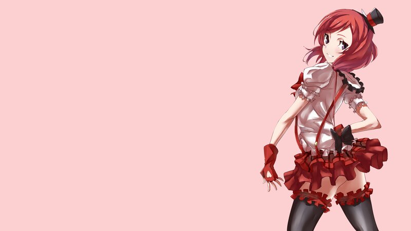 Red-haired Anime Girl — Pink, Playful, Top Hat