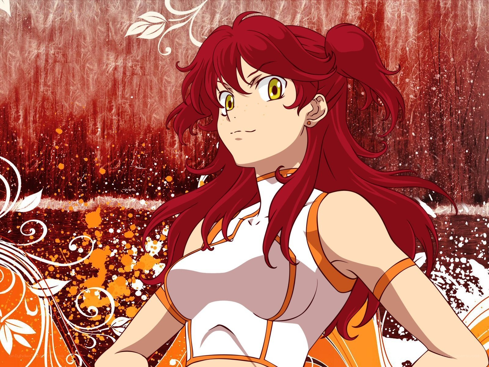 red-haired anime girl portrait