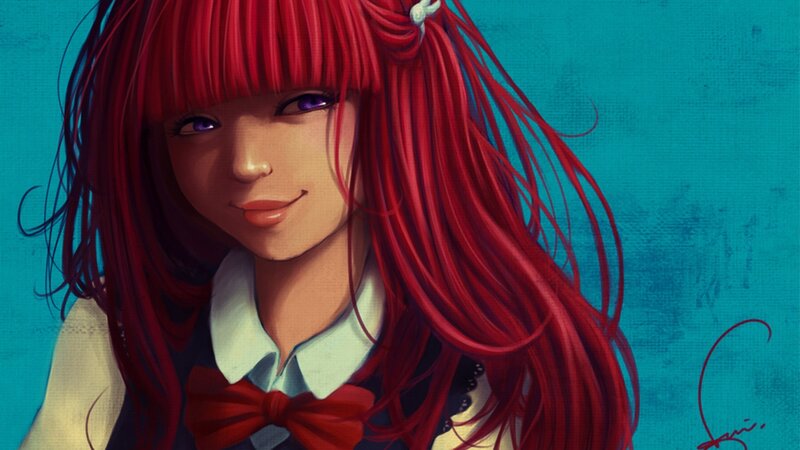 Red-haired anime girl portrait