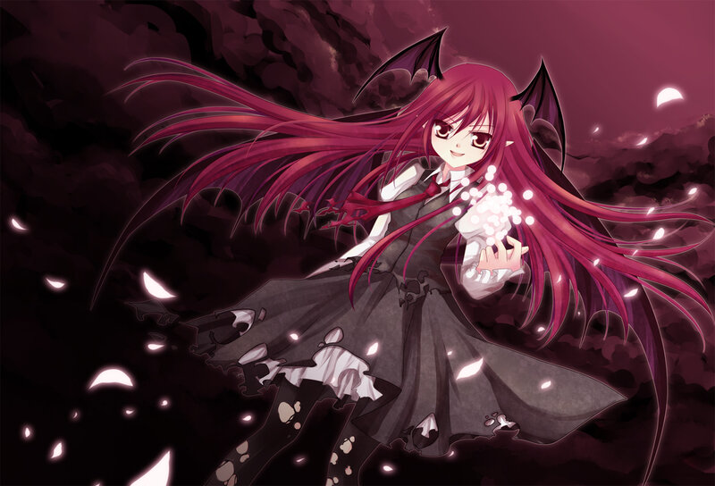 Red-haired Anime Girl — Purple, Dramatic, Night