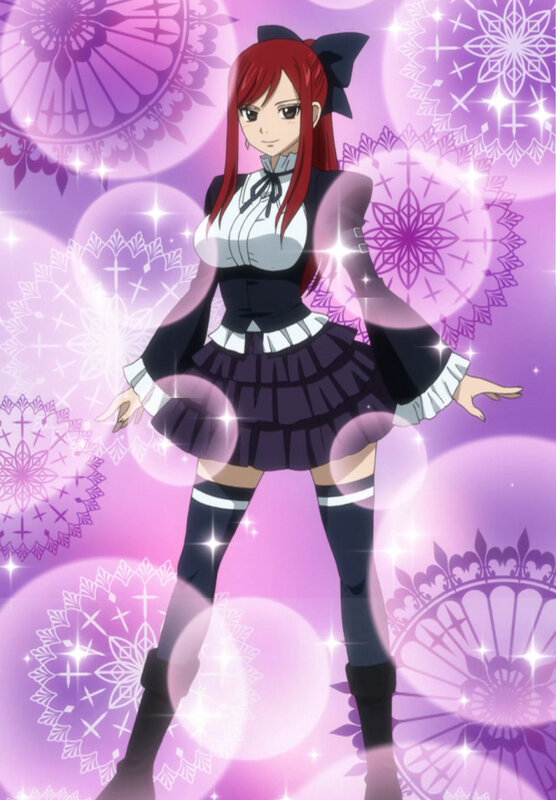 Red-haired Anime Girl — Purple, Magical, Skirt, Bow