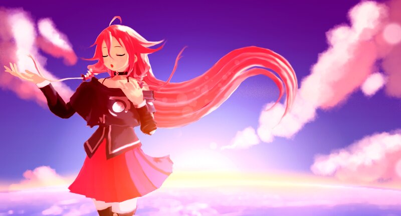 Red-haired Anime Girl — Purple, Serene