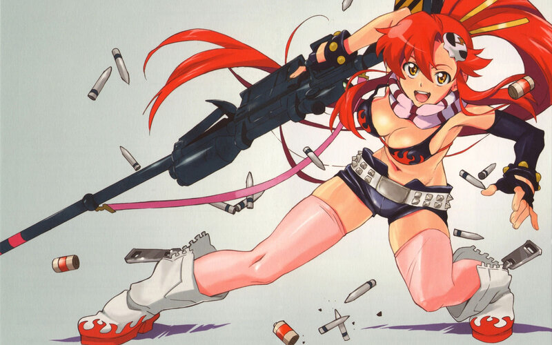 Red-haired Anime Girl — Red, Action, Gun