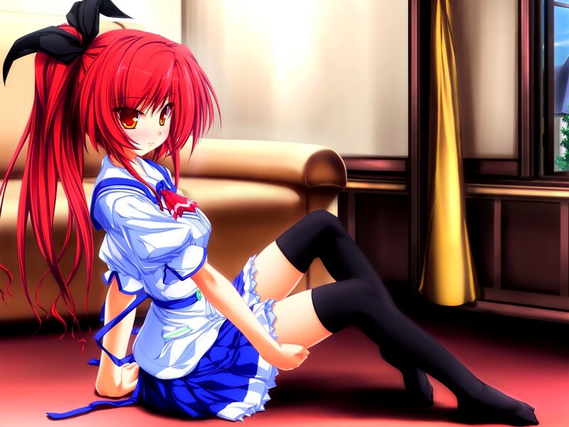 Red-haired Anime Girl — Red, Calm, Afternoon, Sofa