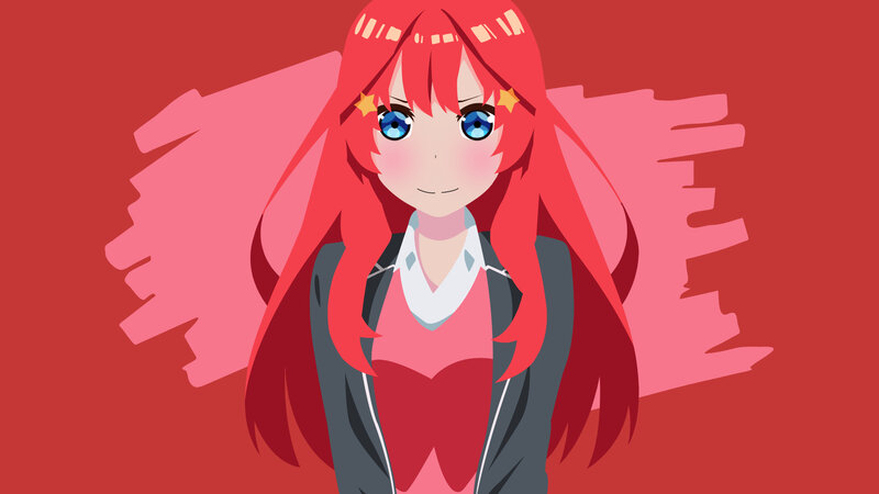 Red-haired Anime Girl — Red, Calm, Blue Eyes, Stars