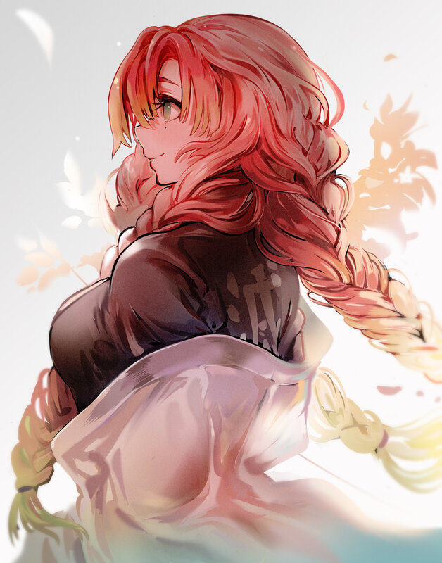 Red-haired Anime Girl — Red, Calm, Braided Hair