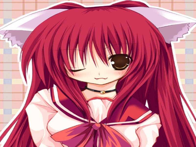 Red-haired Anime Girl — Red, Calm, Cat Ears