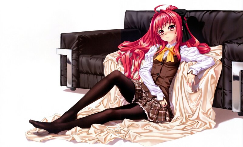 Red-haired Anime Girl — Red, Calm, Couch