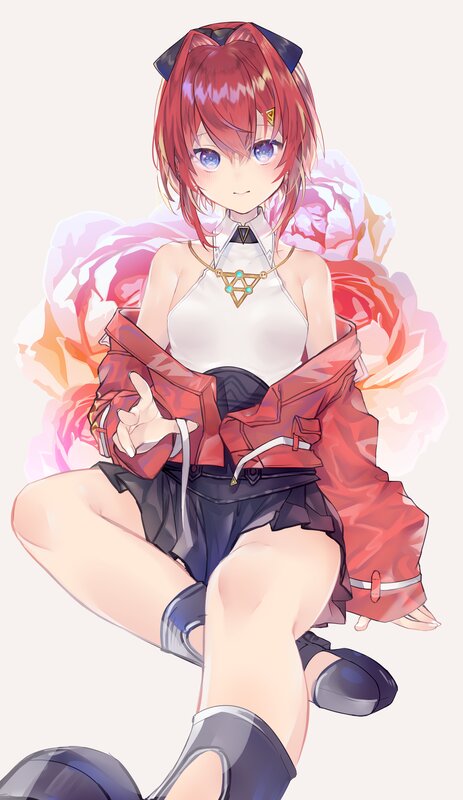 Red-haired Anime Girl — Red, Calm, Flower