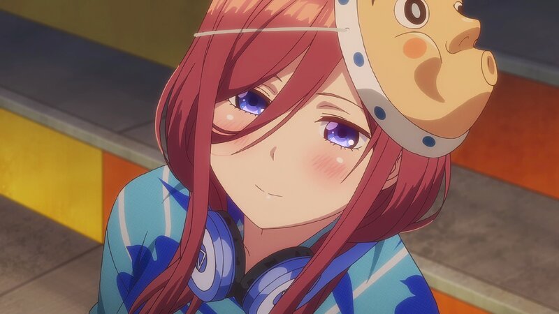 Red-haired Anime Girl — Red, Calm, Headphones, Mask