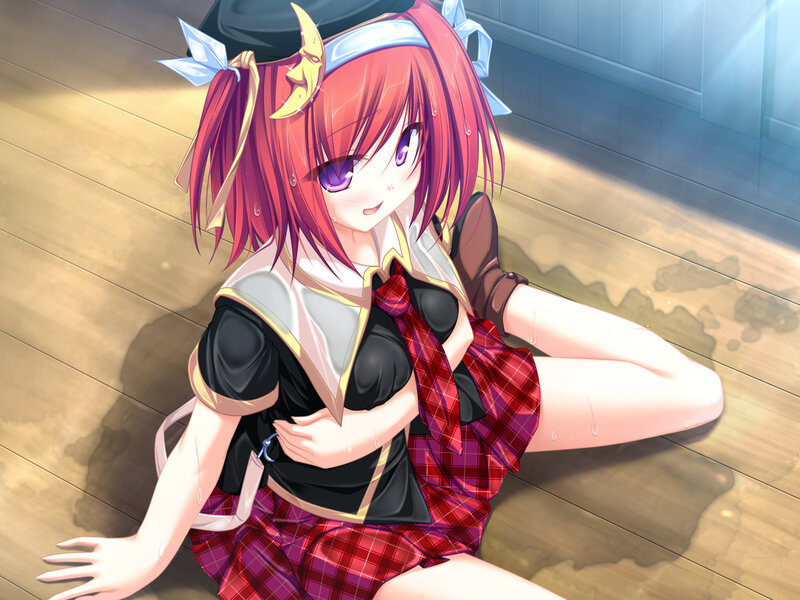 Red-haired Anime Girl — Red, Calm, Plaid Skirt