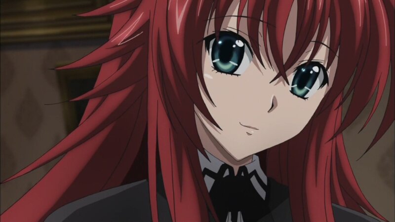 Red-haired Anime Girl — Red, Calm, School Uniform, Green Eyes