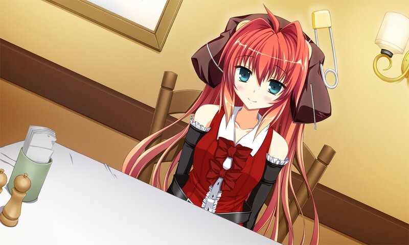 Red-haired Anime Girl — Red, Calm, Table