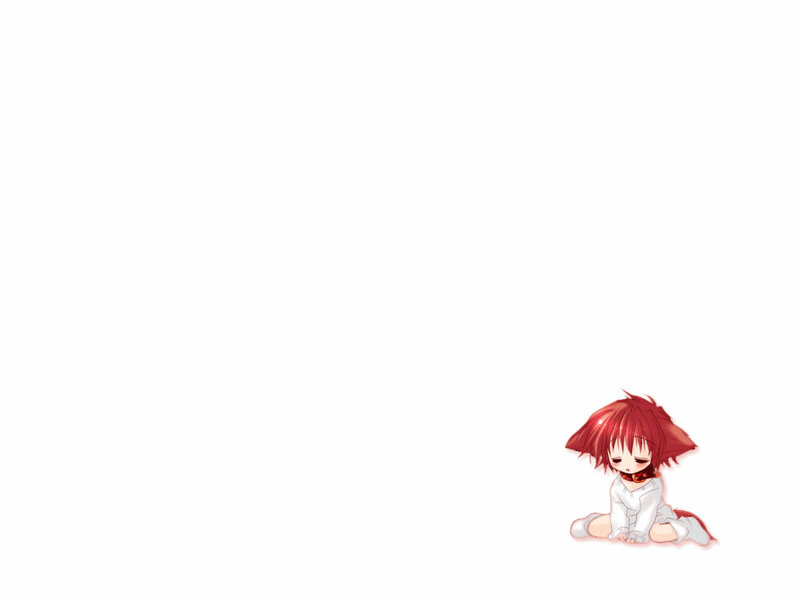 Red-haired Anime Girl — Red, Calm, White Background