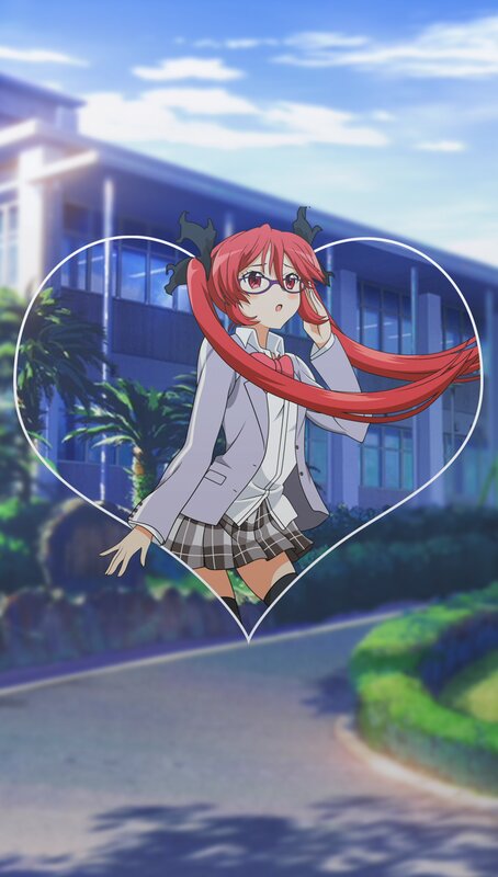 Red-haired Anime Girl — Red, Cheerful, Afternoon, School Building