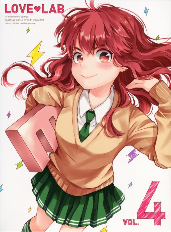 Red-haired Anime Girl — Red, Cheerful, School Uniform, Book
