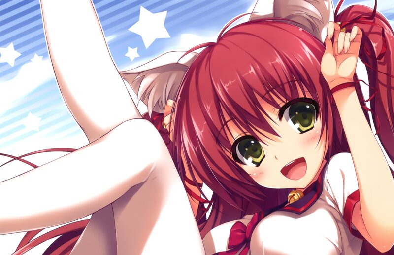 Red-haired Anime Girl — Red, Cheerful, Stars