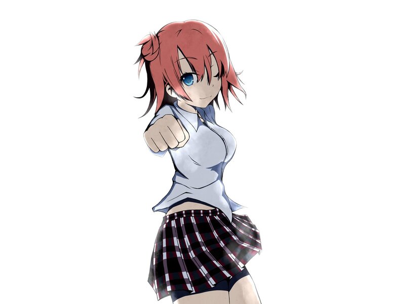 Red-haired Anime Girl — Red, Confident, School Uniform