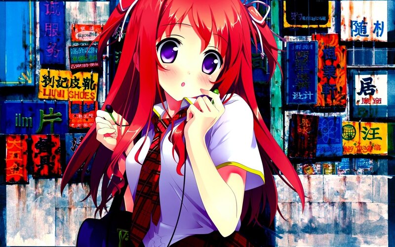 Red-haired Anime Girl — Red, Curious