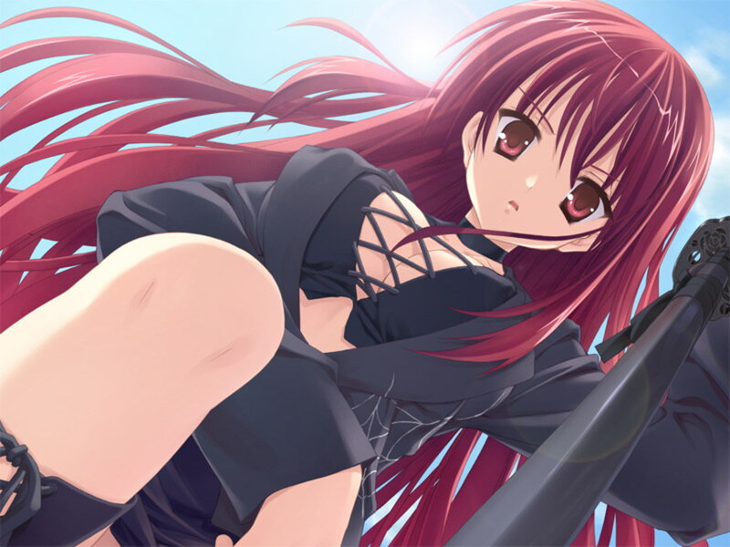 Red-haired Anime Girl — Red, Dramatic, Afternoon, Sword