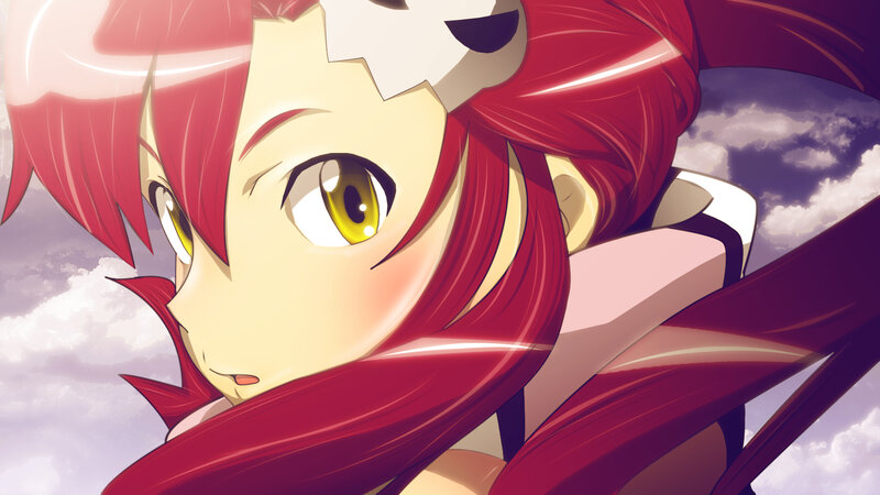 Red-haired Anime Girl — Red, Dramatic, Clouds
