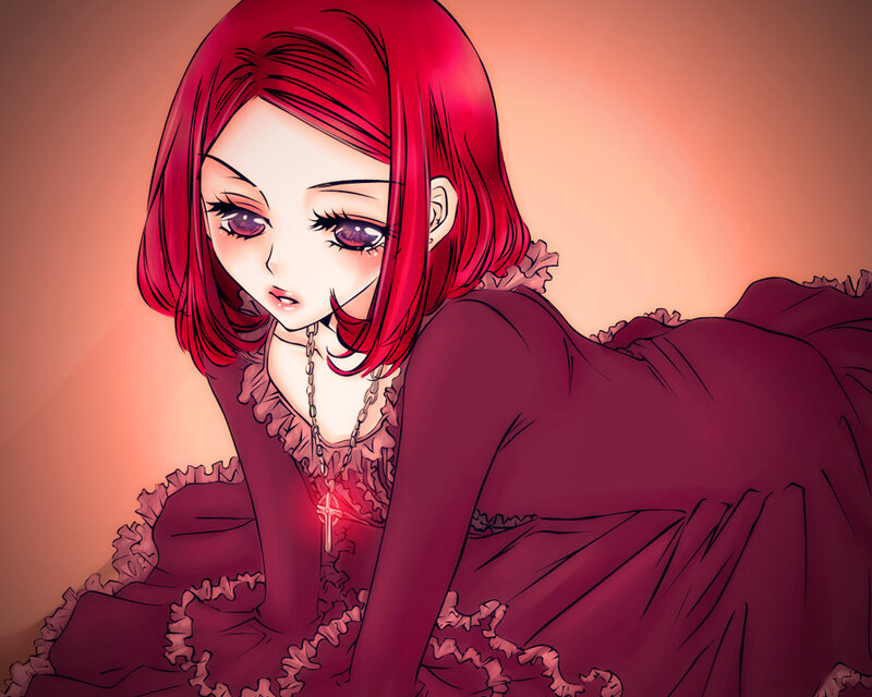 Red-haired Anime Girl — Red, Dramatic, Dress
