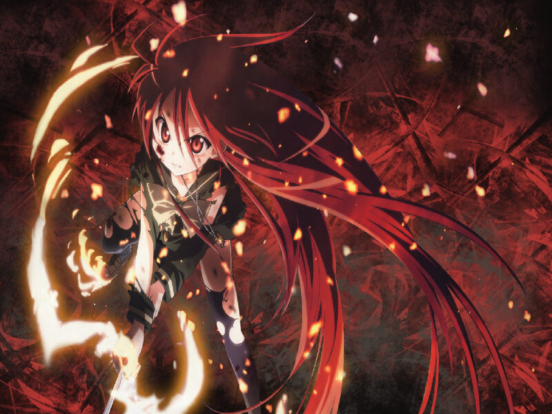 Red-haired Anime Girl — Red, Dramatic, Fire, Sparks
