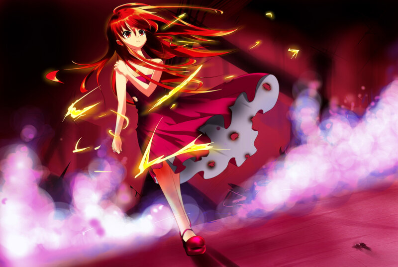 Red-haired Anime Girl — Red, Dramatic, Long Hair, Dress