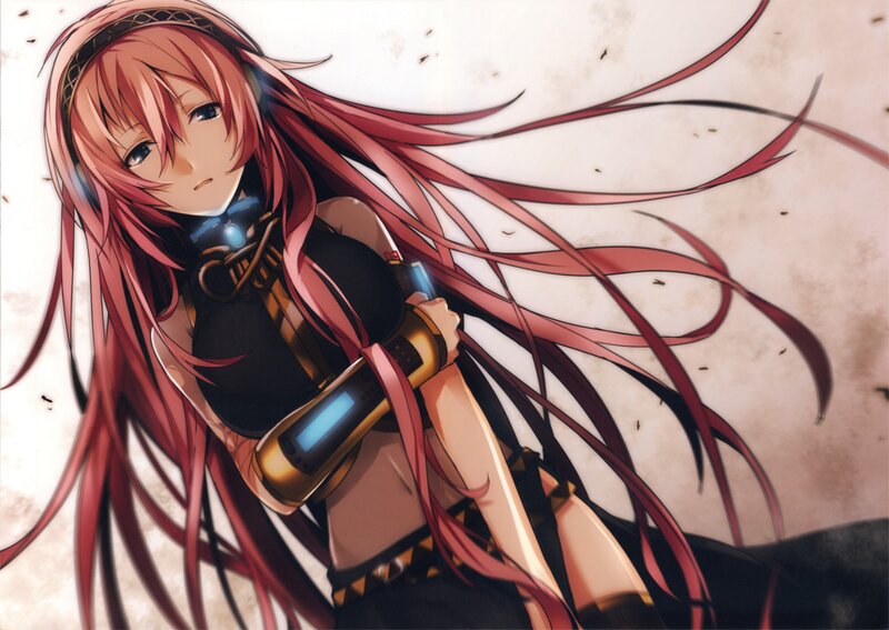 Red-haired Anime Girl — Red, Dramatic, Long Hair, Headphones
