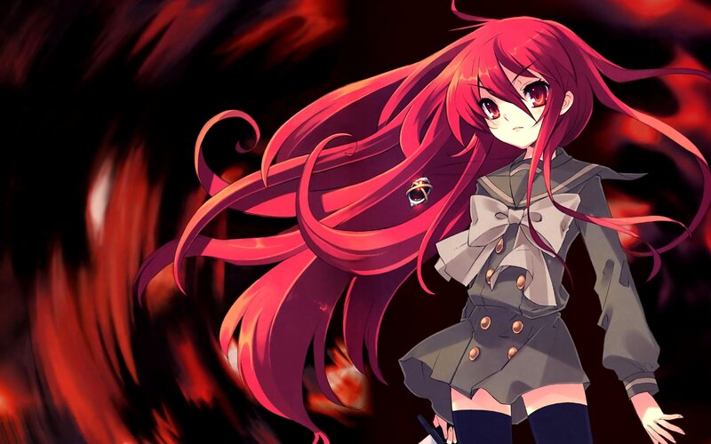 Red-haired Anime Girl — Red, Dramatic, Long Hair, School Uniform