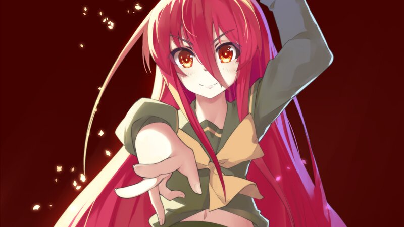 Red-haired Anime Girl — Red, Dramatic, Long Hair, Sparkles