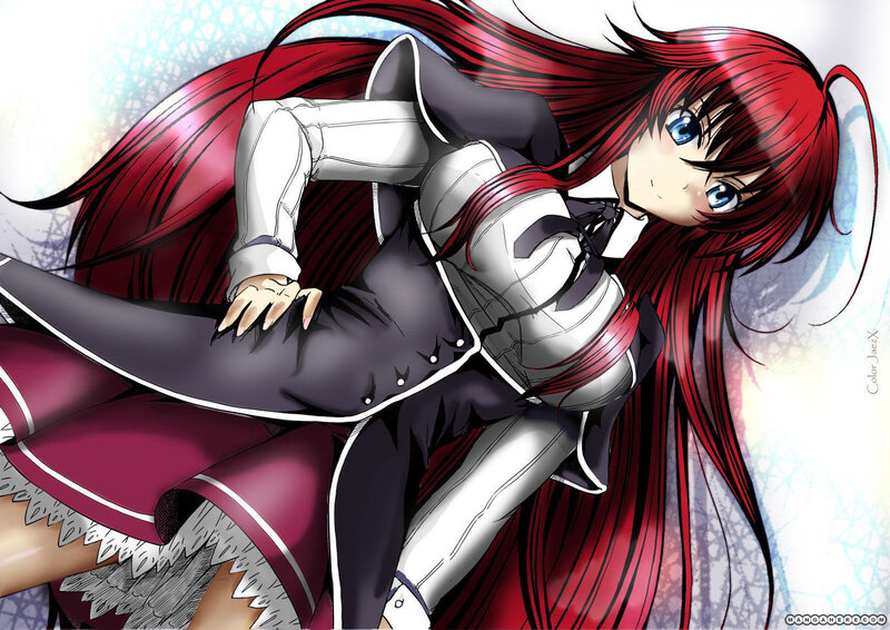 Red-haired Anime Girl — Red, Dramatic, Long Red Hair, Blue Eyes