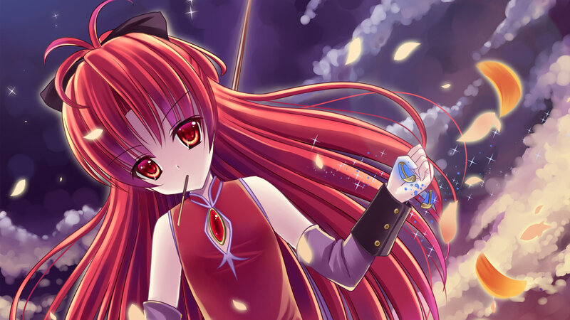 Red-haired Anime Girl — Red, Dramatic, Night, Long Hair, Eyes