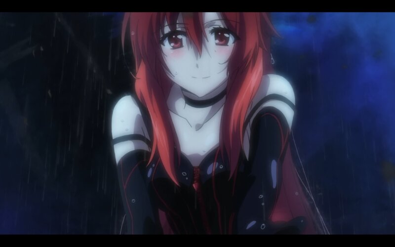 Red-haired Anime Girl — Red, Dramatic, Night, Rain