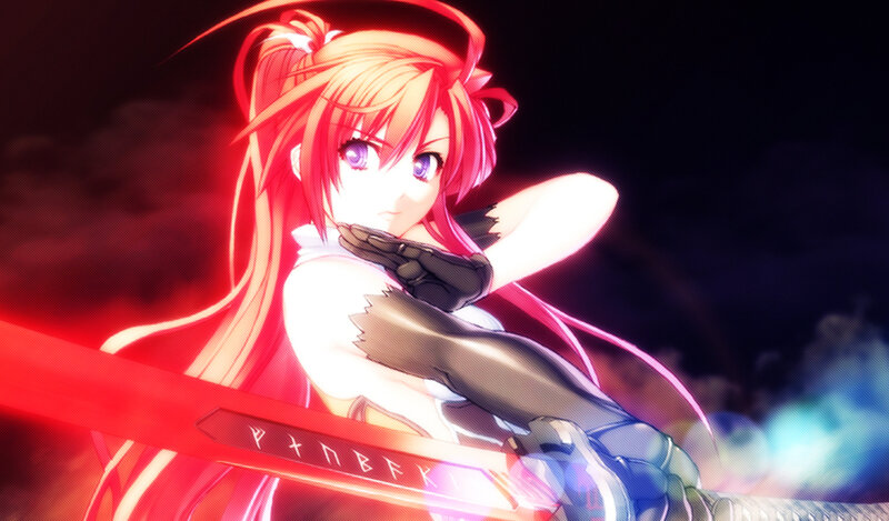 Red-haired Anime Girl — Red, Dramatic, Night, Sword