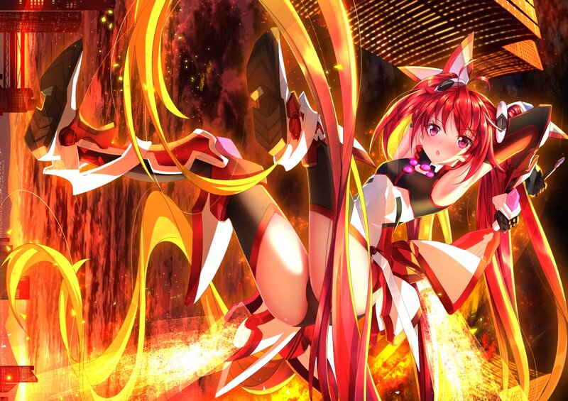Red-haired Anime Girl — Red, Dramatic, Robot