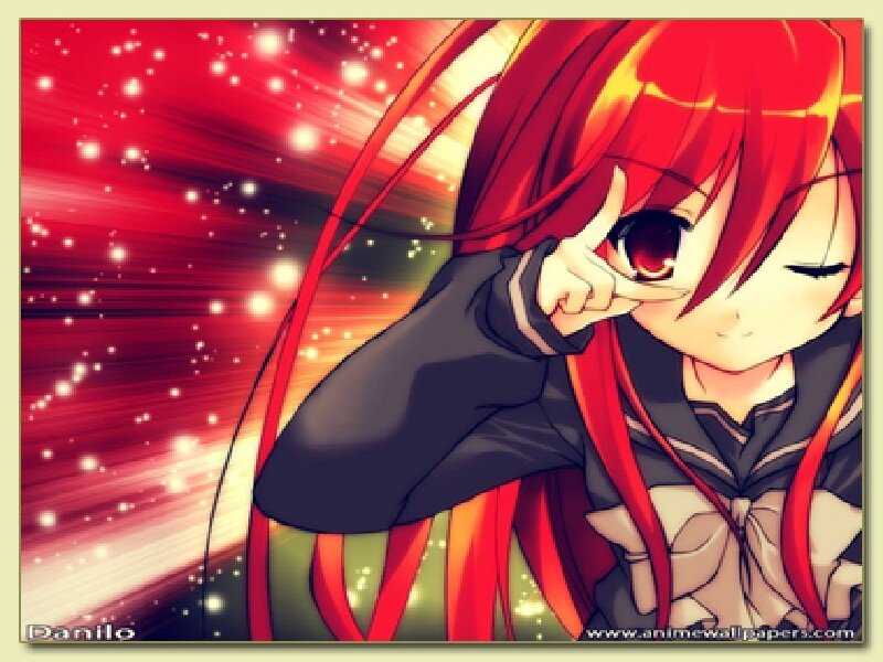 Red-haired Anime Girl — Red, Dramatic, School Uniform
