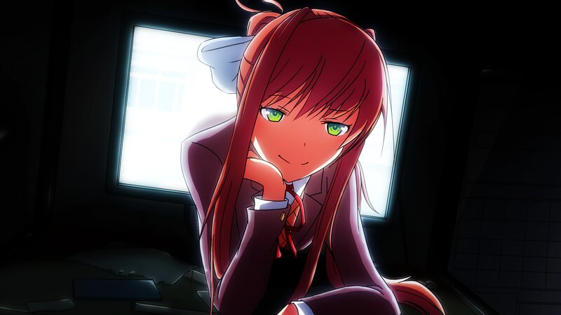 Red-haired Anime Girl — Red, Dramatic, School Uniform, Window