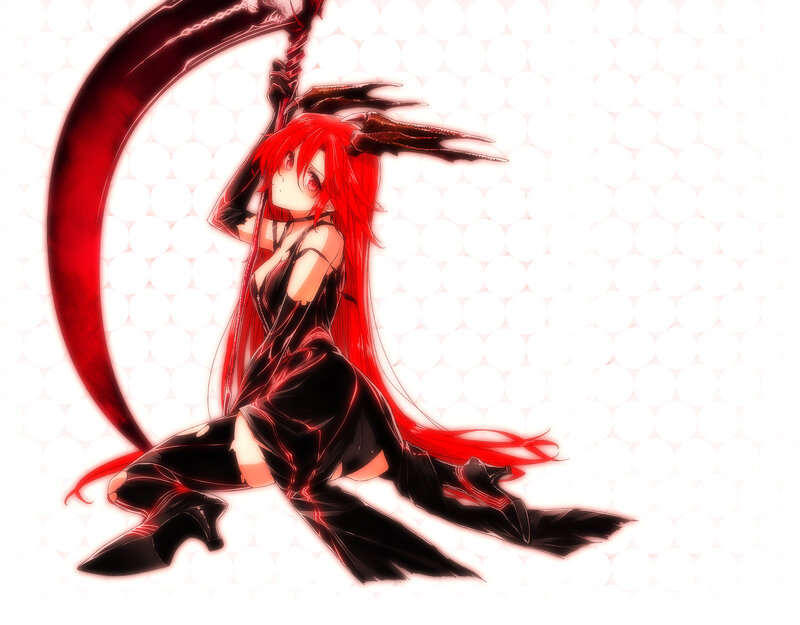 Red-haired Anime Girl — Red, Dramatic, Scythe
