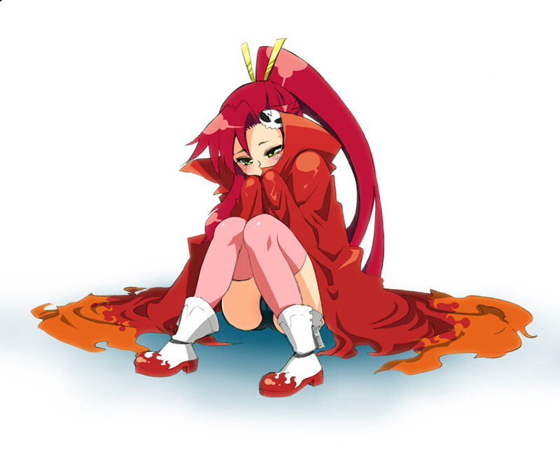 Red-haired Anime Girl — Red, Dramatic, Skull Accessory