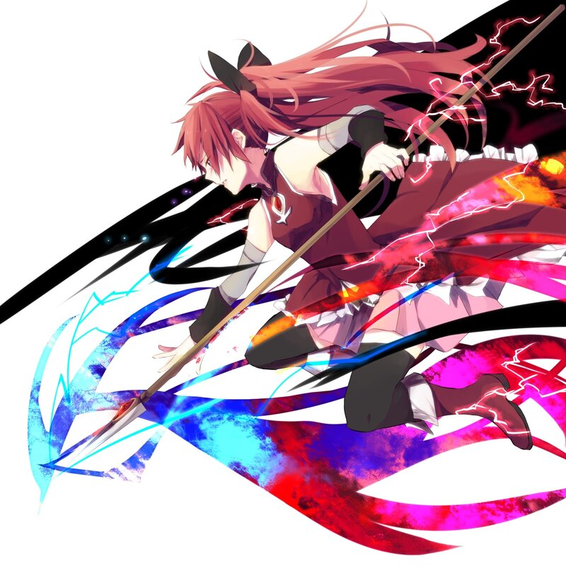 Red-haired Anime Girl — Red, Dramatic, Spear, Electricity