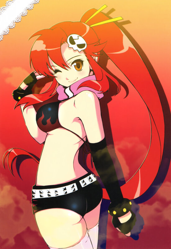 Red-haired Anime Girl — Red, Dramatic, Sunset, Skull Hair Clip